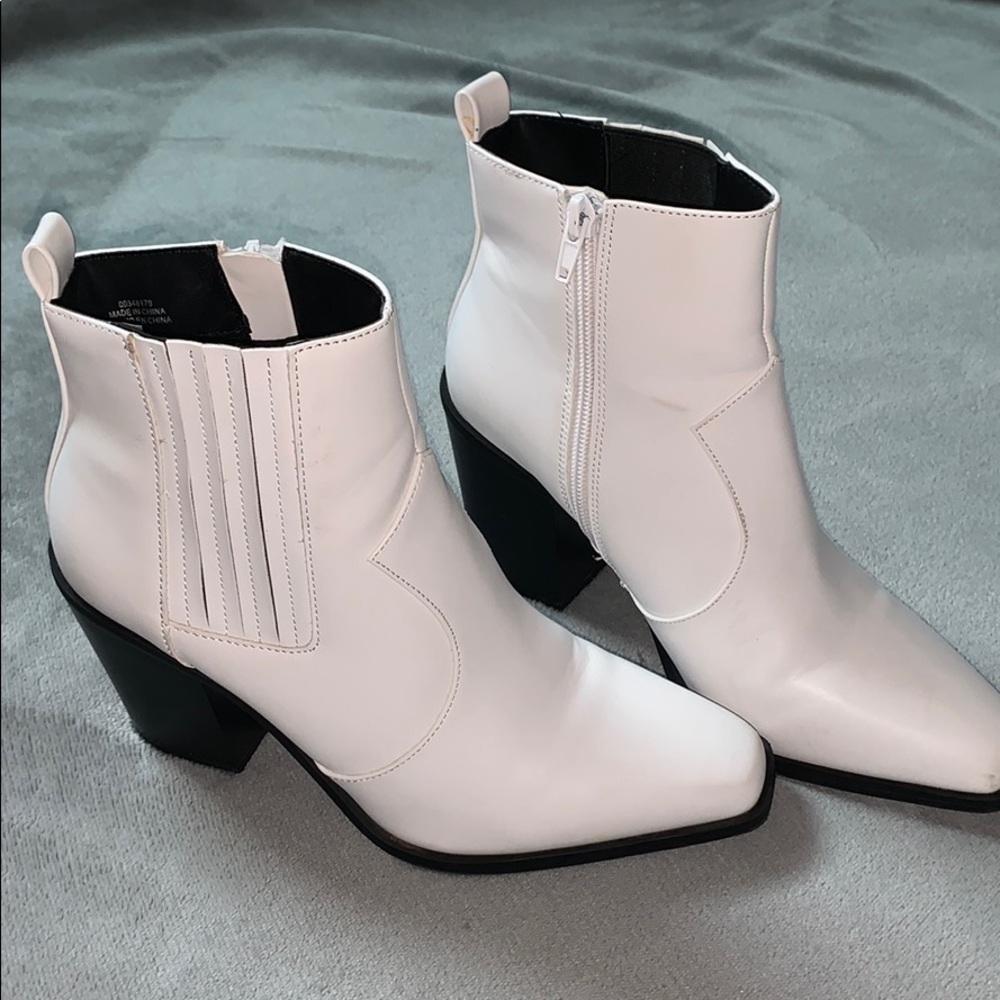 White Zip-up Booties